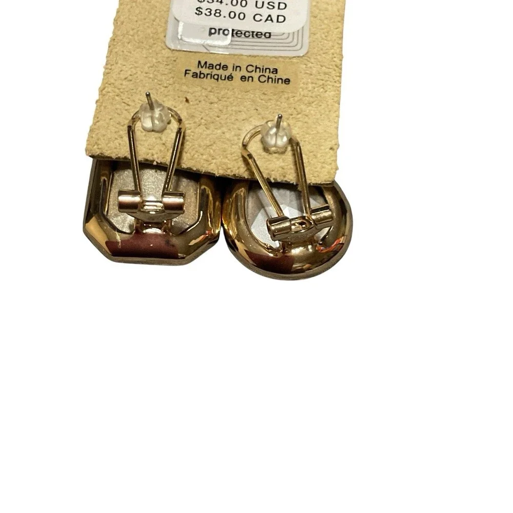 Anthropology Adorations Mismatched Faceted Crystal Statement Earrings Gold NWT
